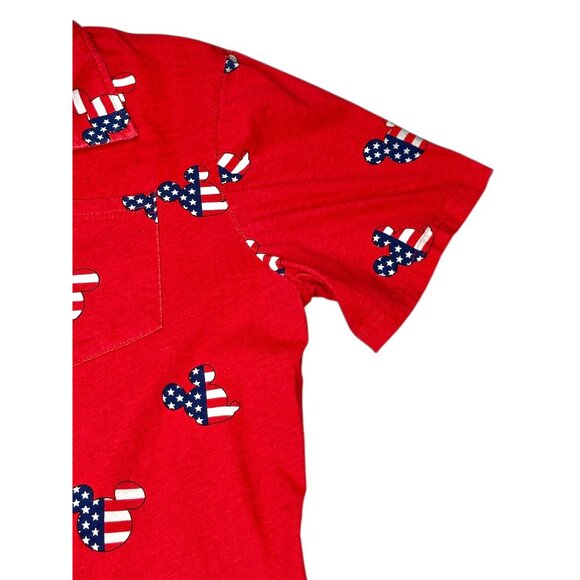 Disney Red Mickey Mouse Patriotic Print Button-Up Romper XL 100% Cotton - Picture 5 of 15
